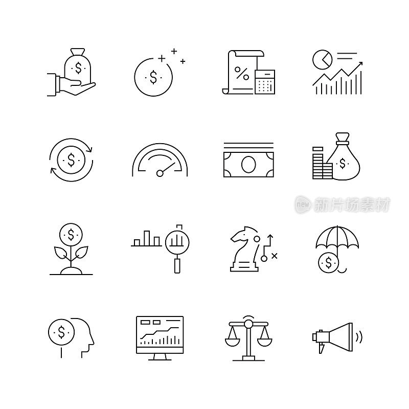 Return on Investment - Set of Thin Line Vector Icons